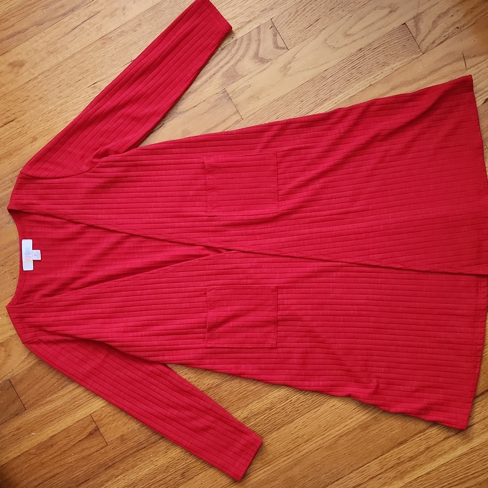 LuLaRoe Red Ribbed Long Cardigan